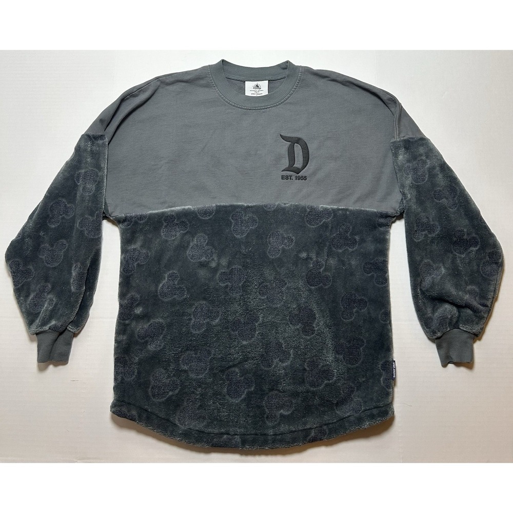 Disneyland Spirit Jersey Small Grey Plush Sherpa Velour Mickey Icons Imprints